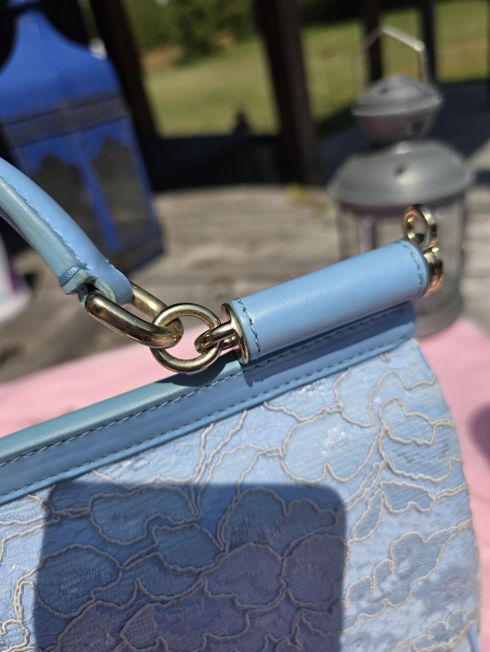 Authentic Dolce & Gabbana Miss Sicily Blue Lace Shoulder Bag – Made in Italy - Picture 10 of 13